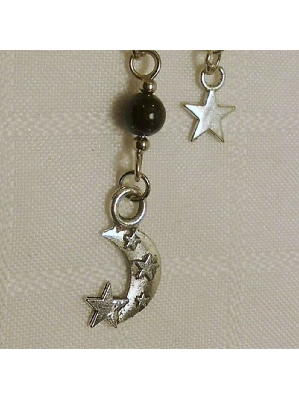 No 1704 Handmade earrings with Tibetan silver stars charms and polished stones